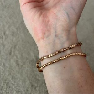 gold beaded bracelet duo